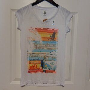 NWT Pisac Coasta Rica Retro 70s Graphic T-Shirt Size Small Long Length Van Life